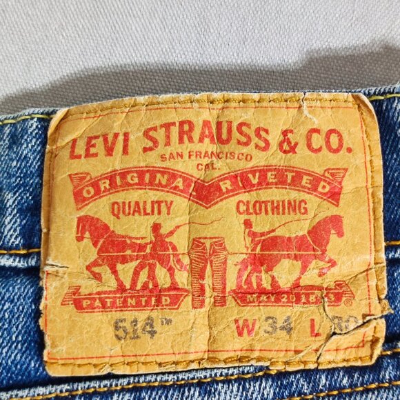 Levi's 514 jeans straight leg men's size W34/L30 medium washed denim blue colour - Picture 5 of 14